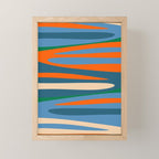 Terzo Stripes Vertical Abstract Pattern Blue Orange Green Beige Mini Art Print Gallery Image 1