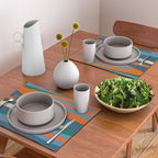 Terzo Stripes Vertical Abstract Pattern Blue Orange Green Beige Placemat Gallery Image 2