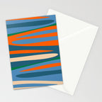 Terzo Stripes Vertical Abstract Pattern Blue Orange Green Beige Stationery Card Gallery Image 2
