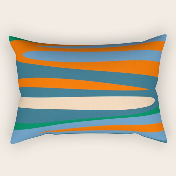 Terzo Stripes Vertical Abstract Pattern Blue Orange Green Beige Rectangular Pillow Gallery Image 1