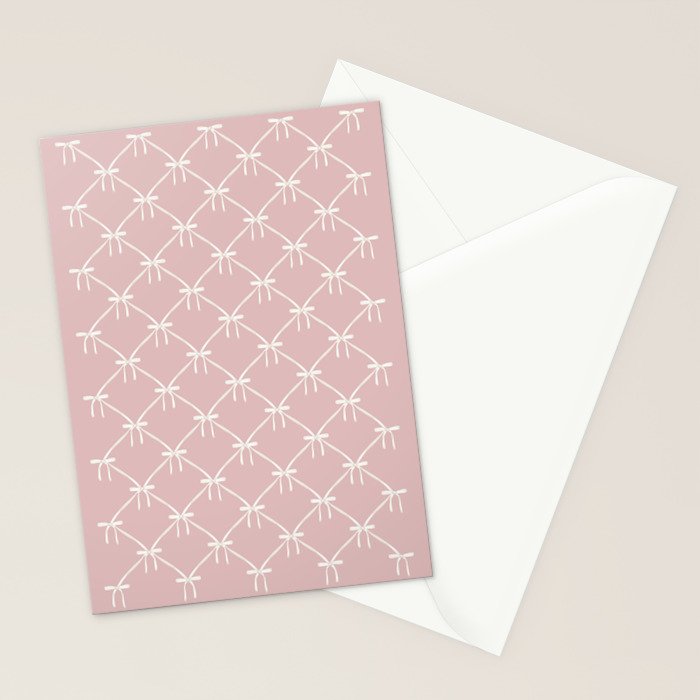 Bows & Ribbons Pattern LVII Pastel Pink Stationery Card Gallery Image 2