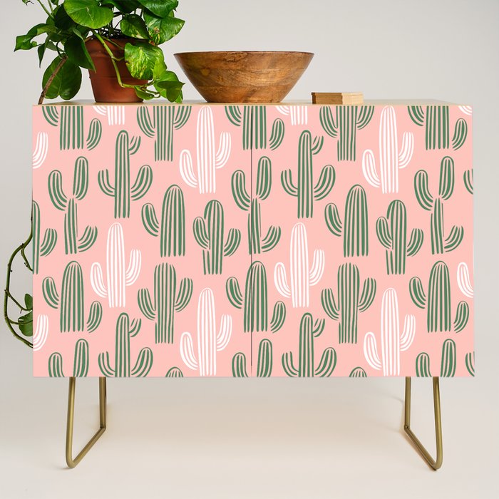 Cactus plant doodle art pattern Credenza Gallery Image 1
