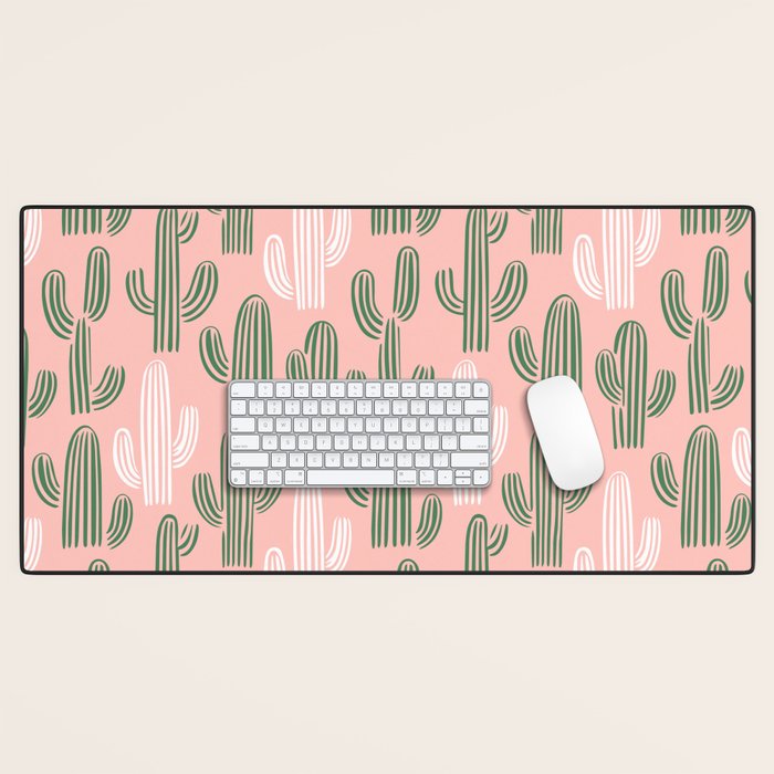 Cactus plant doodle art pattern Desk Mat Gallery Image 1