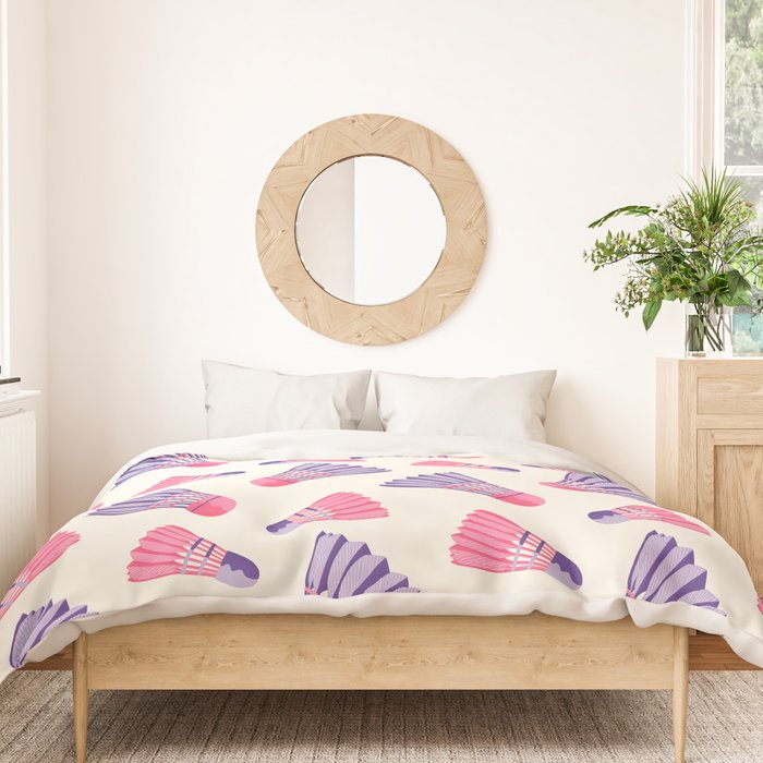 Pink and purple badminton birdies Duvet Cover Gallery Image 3