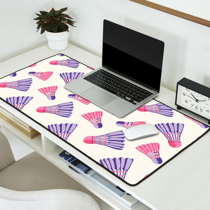 Pink and purple badminton birdies Desk Mat Gallery Image 2