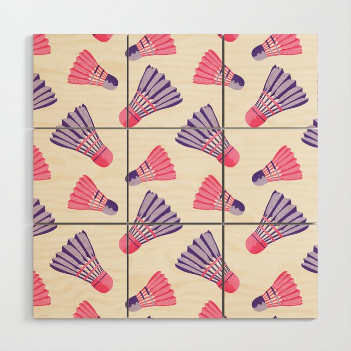 Pink and purple badminton birdies Wood Wall Art Gallery Image 1