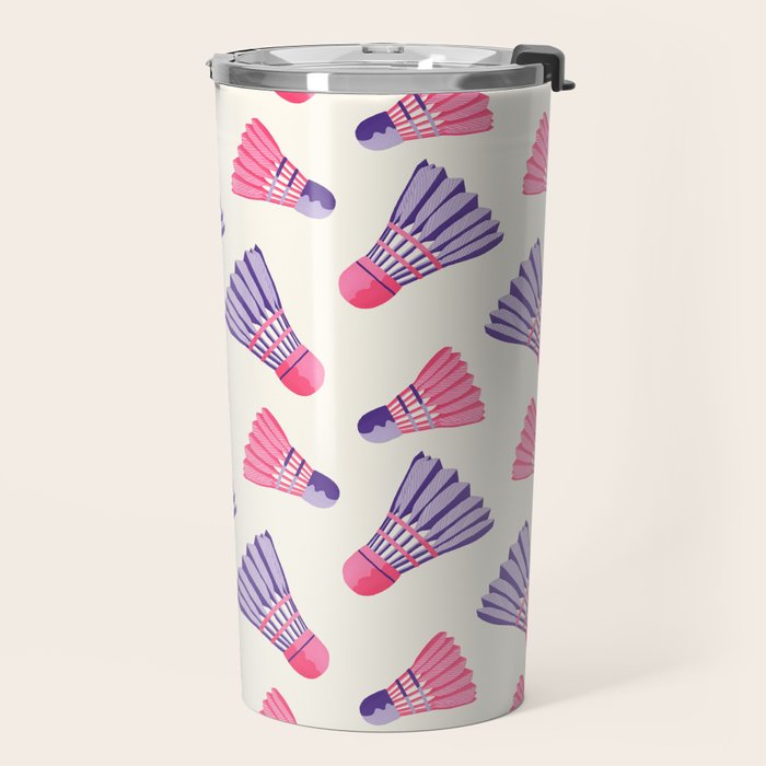 Pink and purple badminton birdies Travel Mug Gallery Image 2