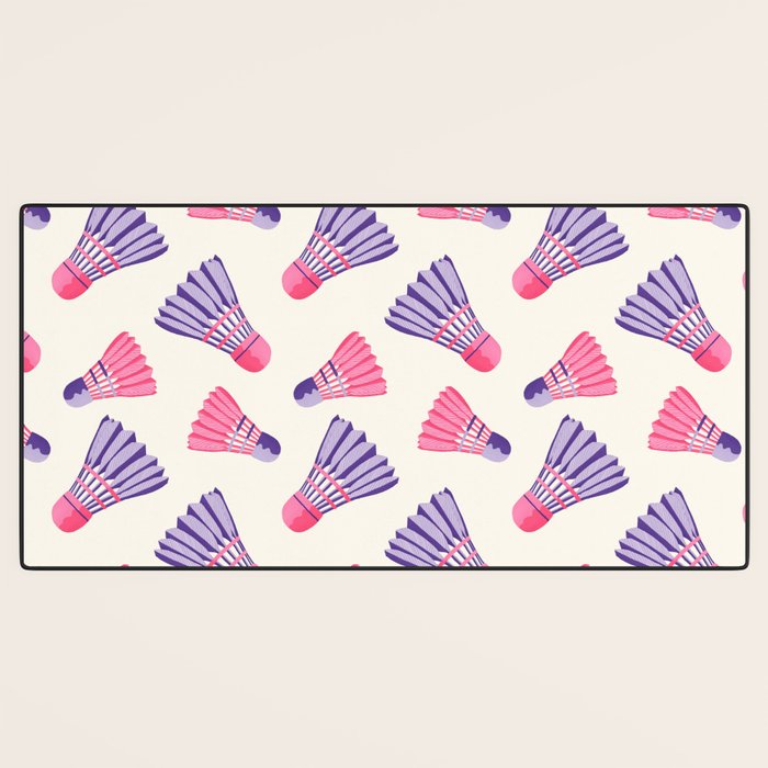 Pink and purple badminton birdies Desk Mat Gallery Image 3