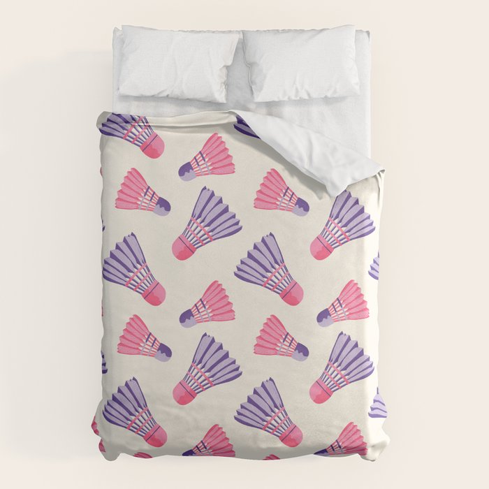 Pink and purple badminton birdies Duvet Cover Gallery Image 1