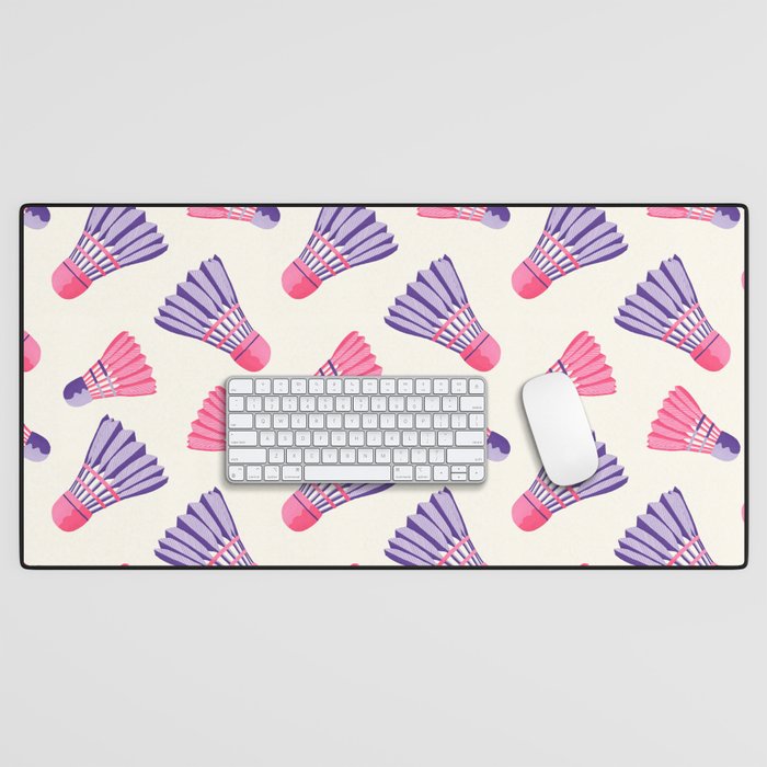 Pink and purple badminton birdies Desk Mat Gallery Image 1