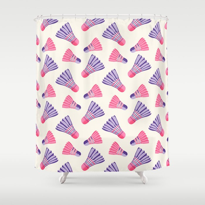 Pink and purple badminton birdies Shower Curtain Gallery Image 1