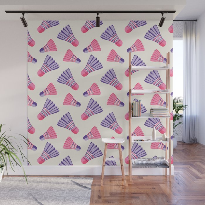Pink and purple badminton birdies Wall Mural Gallery Image 1