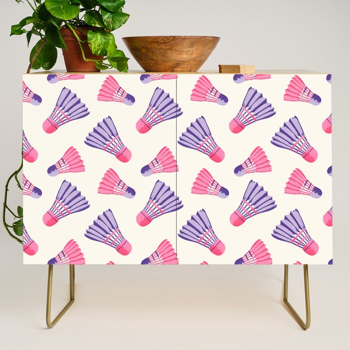 Pink and purple badminton birdies Credenza Gallery Image 1