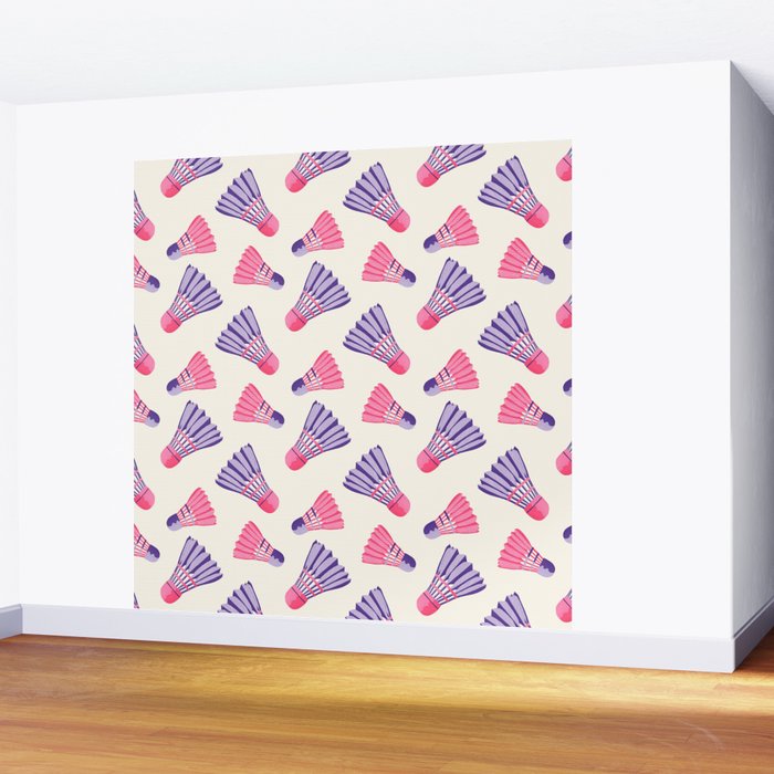 Pink and purple badminton birdies Wall Mural Gallery Image 2