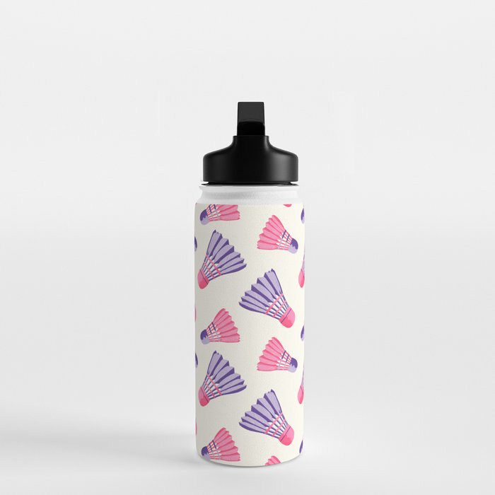 Pink and purple badminton birdies Water Bottle Gallery Image 3