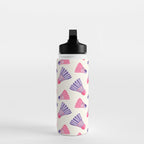 Pink and purple badminton birdies Water Bottle Gallery Image 3