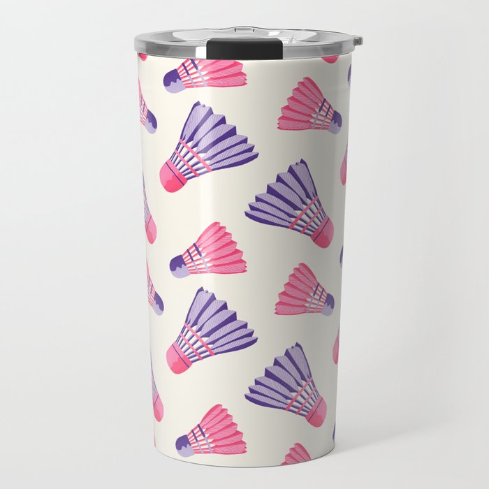 Pink and purple badminton birdies Travel Mug Gallery Image 1