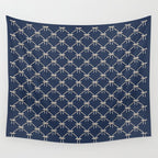 Bows & Ribbons Pattern XLII Dark Navy Blue Wall Tapestry Gallery Image 4
