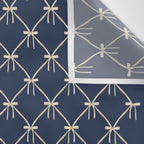 Bows & Ribbons Pattern XLII Dark Navy Blue Wall Tapestry Gallery Image 3