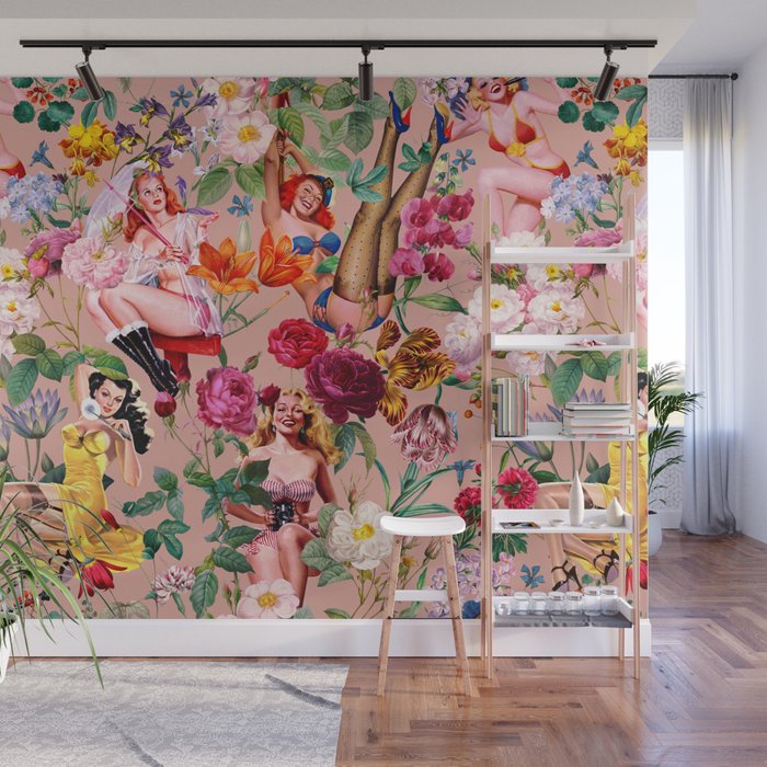 Floral and Pin-Up Girls III Wall Mural Gallery Image 1