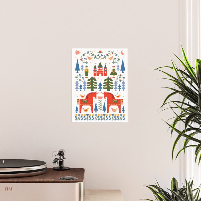 Scandinavian Fairytale - Green + Red Poster Gallery Image 2