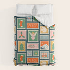 Vintage christmas postage stamp pattern Comforter Gallery Image 6