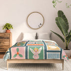 Vintage christmas postage stamp pattern Comforter Gallery Image 3