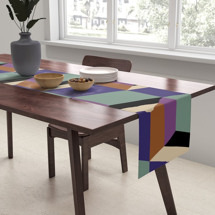 Cuboid Geometric Abstract Shapes Pattern XIX Table Runner Gallery Image 2