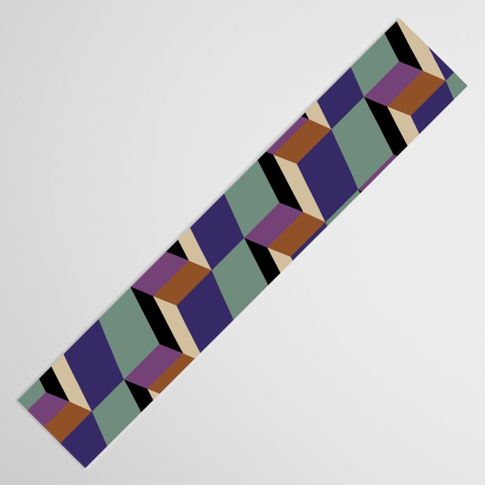 Cuboid Geometric Abstract Shapes Pattern XIX Table Runner Gallery Image 3