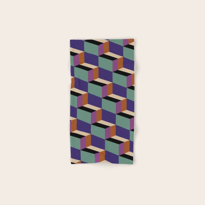 Cuboid Geometric Abstract Shapes Pattern XIX Bath Towel Gallery Image 1