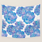 Rosette Succulents - Blue Palette Wall Tapestry Gallery Image 4