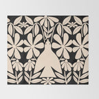 Freedom - Bird and Flower - Black and White  Throw Blanket Gallery Image 2