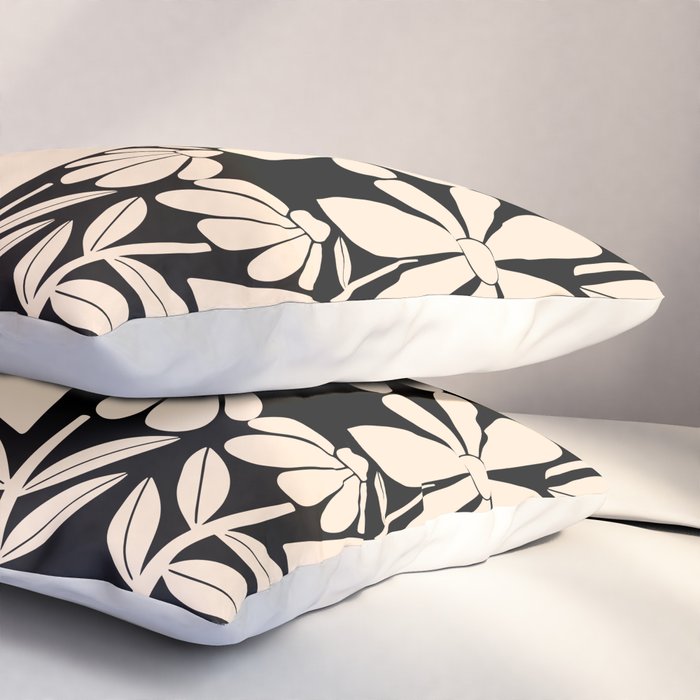 Freedom - Bird and Flower - Black and White  Pillow Sham Gallery Image 3