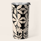 Freedom - Bird and Flower - Black and White  Travel Mug Gallery Image 2