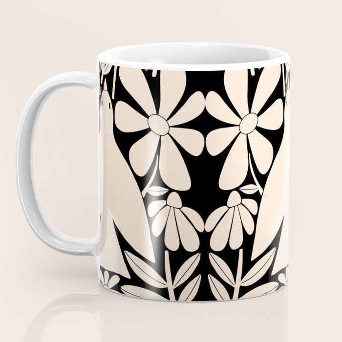 Freedom - Bird and Flower - Black and White  Coffee Mug Gallery Image 3