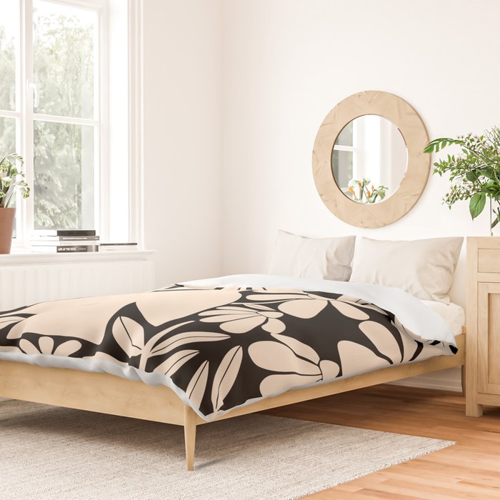 Freedom - Bird and Flower - Black and White  Duvet Cover Gallery Image 2