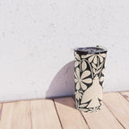 Freedom - Bird and Flower - Black and White  Travel Mug Gallery Image 4