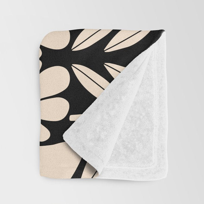Freedom - Bird and Flower - Black and White  Throw Blanket Gallery Image 3