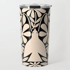 Freedom - Bird and Flower - Black and White  Travel Mug Gallery Image 1