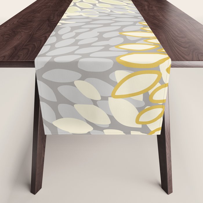 Floral Prints, Soft Yellow and Gray, Modern Print Art Table Runner Gallery Image 1