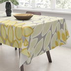 Floral Prints, Soft Yellow and Gray, Modern Print Art Tablecloth Gallery Image 3