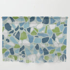 Terrazzo Mosaic Pattern, Teal Blue, Green, White Wall Hanging Gallery Image 1
