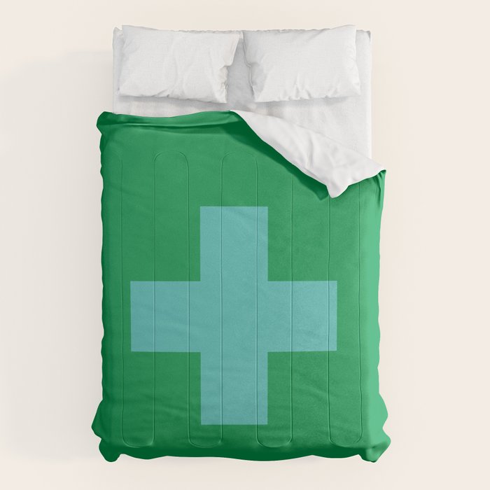 Swiss Cross Symbol in Blue & Green Comforter Gallery Image 6