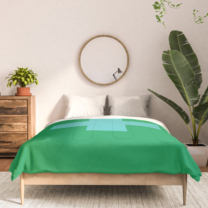 Swiss Cross Symbol in Blue & Green Comforter Gallery Image 3