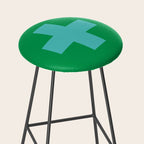 Swiss Cross Symbol in Blue & Green Stool Gallery Image 2