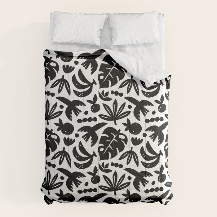 Black tropical summer nature art pattern Comforter Gallery Image 6
