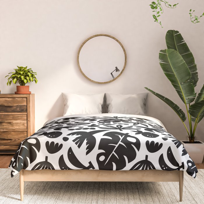 Black tropical summer nature art pattern Comforter Gallery Image 3