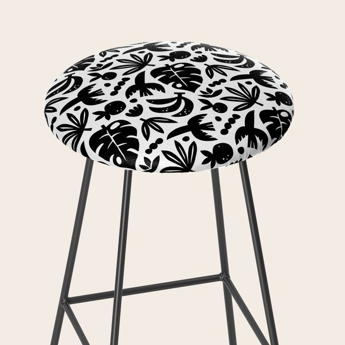 Black tropical summer nature art pattern Stool Gallery Image 2