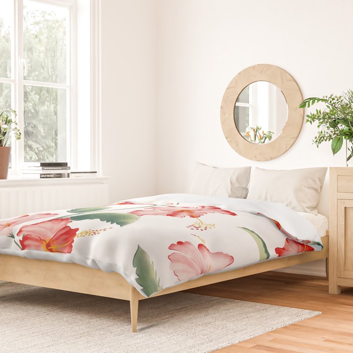Hibiscus in White Duvet Cover Gallery Image 2