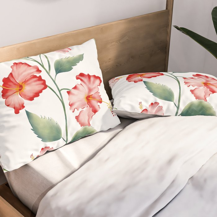 Hibiscus in White Pillow Sham Gallery Image 2